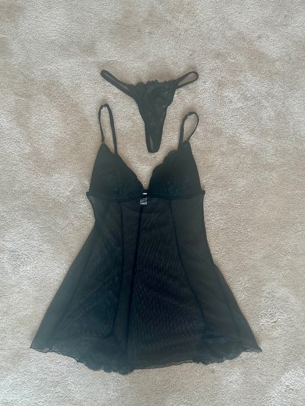 NWOT La Senza Black Babydoll with Matching Thong in Small M